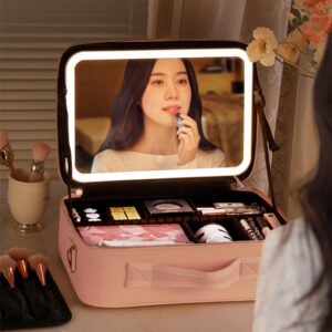 ChatGPT a dit : ChatGPT Smart LED Cosmetic Case with Mirror – Large Capacity Travel Makeup Bag